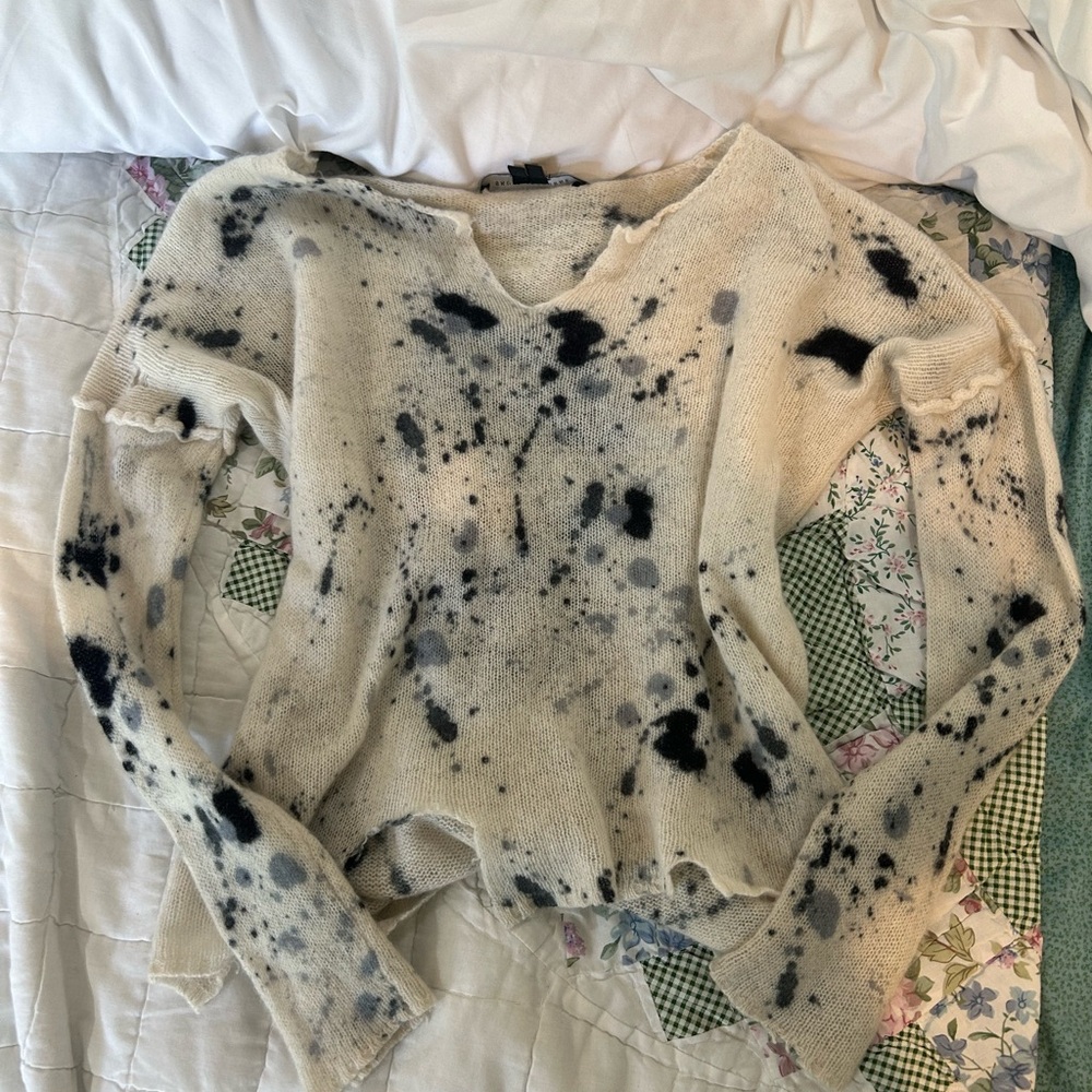 skull cashmere skull paint splatter sweater